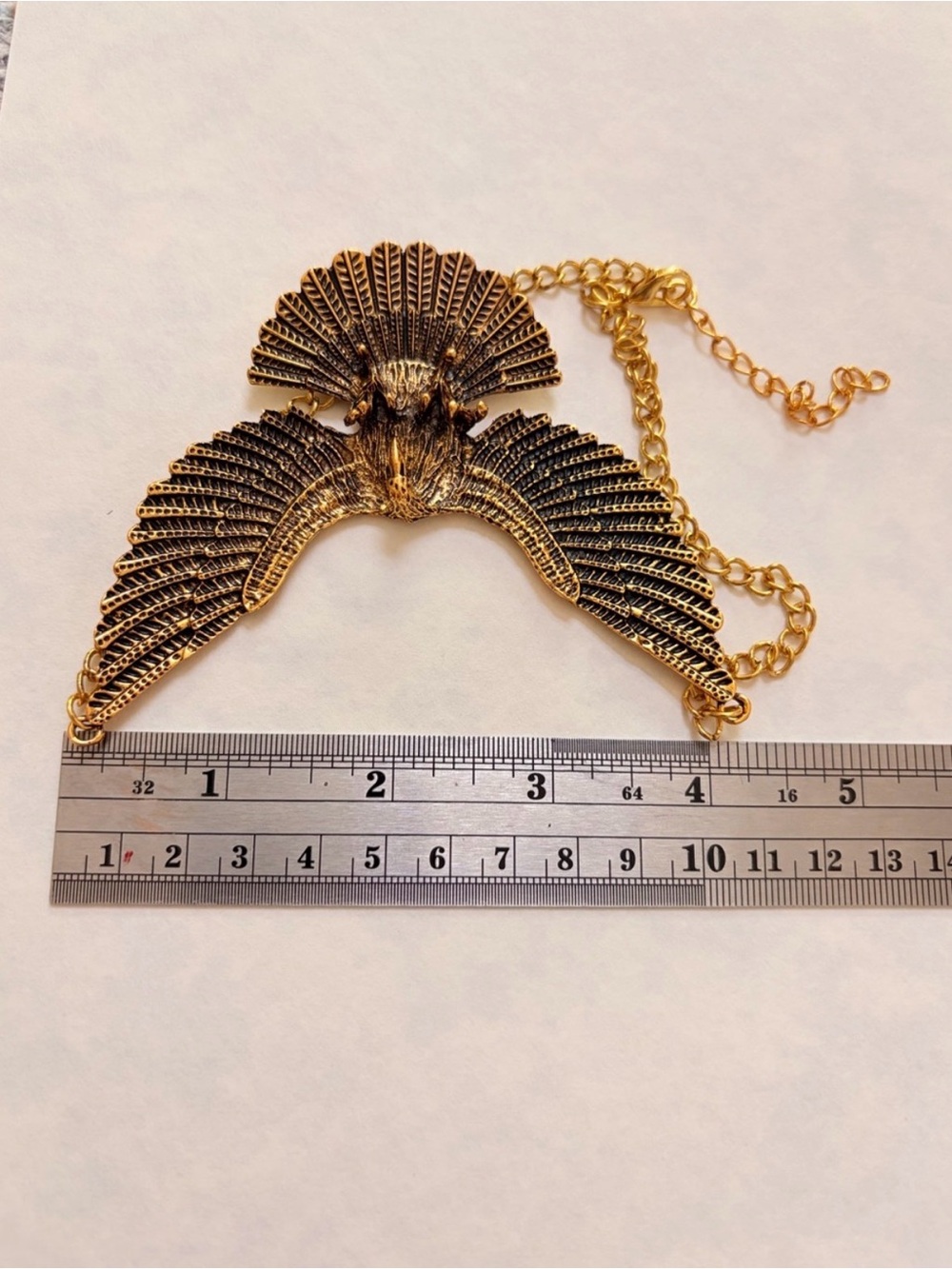 Gold Eagle Pendant Statement Necklace - Picture 4 of 4